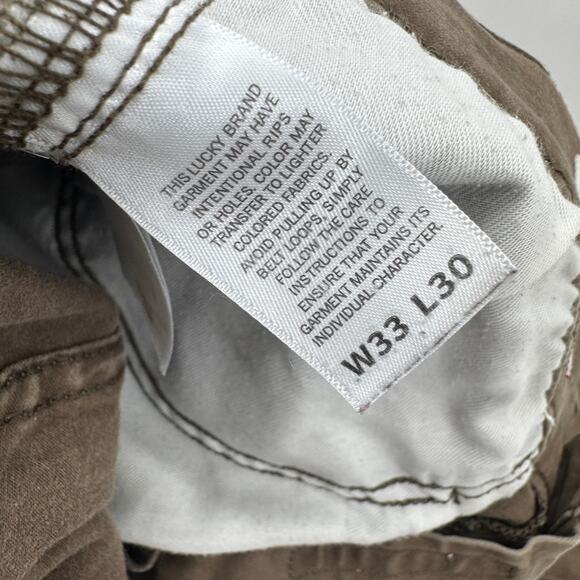 Lucky Brand Jeans Mens 33x30 (34x29 ACTUAL) 223 Straight Sateen Cocoa Brown - Picture 8 of 10